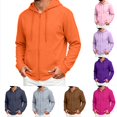 thumbnail image 1 of Urbanix Men Hoodie Casual Full Zip Long Sleeve Drawstring Hooded Jacket Relaxed Lined Sweatshirts Outdoor Streetwear with Multi-Pockets, 1 of 5