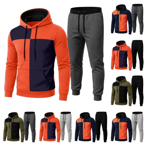Urbanix Men Track Suits 2 Piece Set Casual Relaxed Fit Drawstring Hoodies Sweater with Pockets & Stylish Breathable Lightweight Straight-Leg Pants Light Blue 3XL