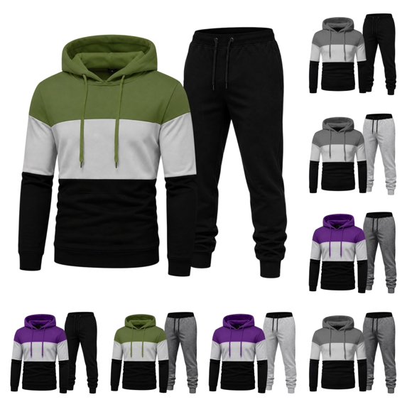 Urbanix Men's Track Suits 2 Piece Set Casual Relaxed Fit Drawstring Hoodies Pullover & Fall Winter Funky Cozy Breathable Athletic Pants Gray L
