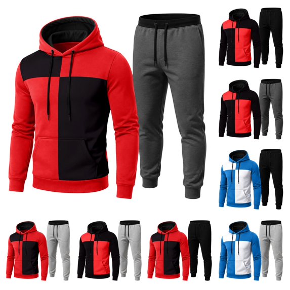 Urbanix Mens Sweat Suits 2 Piece Set Casual Oversized Drawstring Hoodies Sweater with Pockets & Trendy Comfortable Soft Sport Pants Purple L