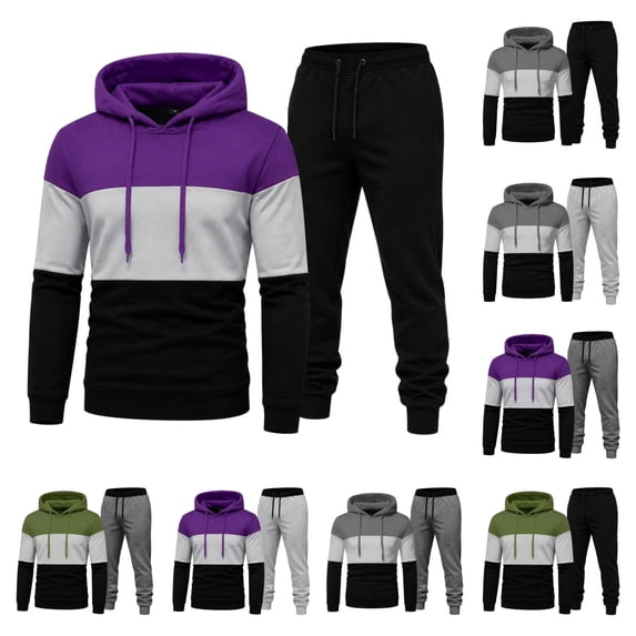 Urbanix Mens Sweat Suits 2 Piece Set Casual Relaxed Fit Drawstring Hoodies Pullover Top & Fall Winter Stylish Breathable Lightweight Straight-Leg Pants Royal Blue 3XL