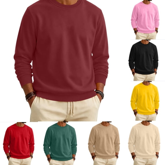 Urbanix Mens Sweatshirts Basic Crewneck Long Sleeve Pullover Tops Travel Casual Work Clothes