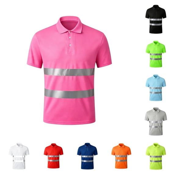 Urbanix Safety Shirts for Men High Visibility Quick Dry Neon Short Sleeve T Shirts Cozy Breathable Fluorescent Tees for Airport Ground Service Pink 3XL