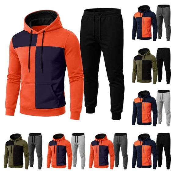 Urbanix Sweat Suits for Men 2 Piece Casual Relaxed Fit Drawstring Hoodies Sweater with Pockets & Funky Cozy Breathable Stretch Trousers Cyan XL