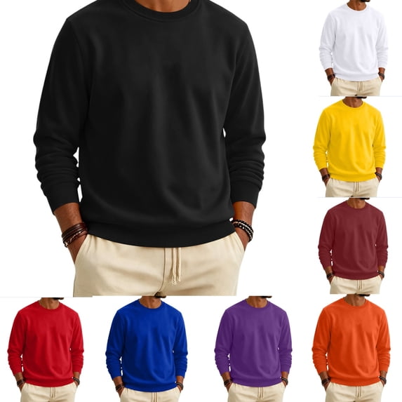 Urbanix Sweatshirts for Men Classic Crewneck Long Sleeve Pullover Tops Travel Lounge Daily Clothes