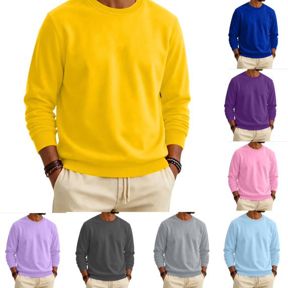 Urbanix Sweatshirts for Men Fashion Crewneck Long Sleeve Pullover Tops Travel Lounge Work Clothes