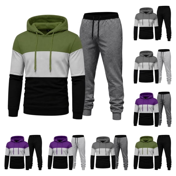 Urbanix Sweatsuits for Men 2 Piece Casual Big and Tall Drawstring Hoodies Sweater & Fall Winter Stylish Lightweight Soft Sport Pants Navy L