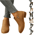 thumbnail image 1 of Urbanix Women Side Zipper Ankle Booties, Pointed Toe Low Block Heel Comfortable Dress Boots for Daily Work Casual Wear, 1 of 5