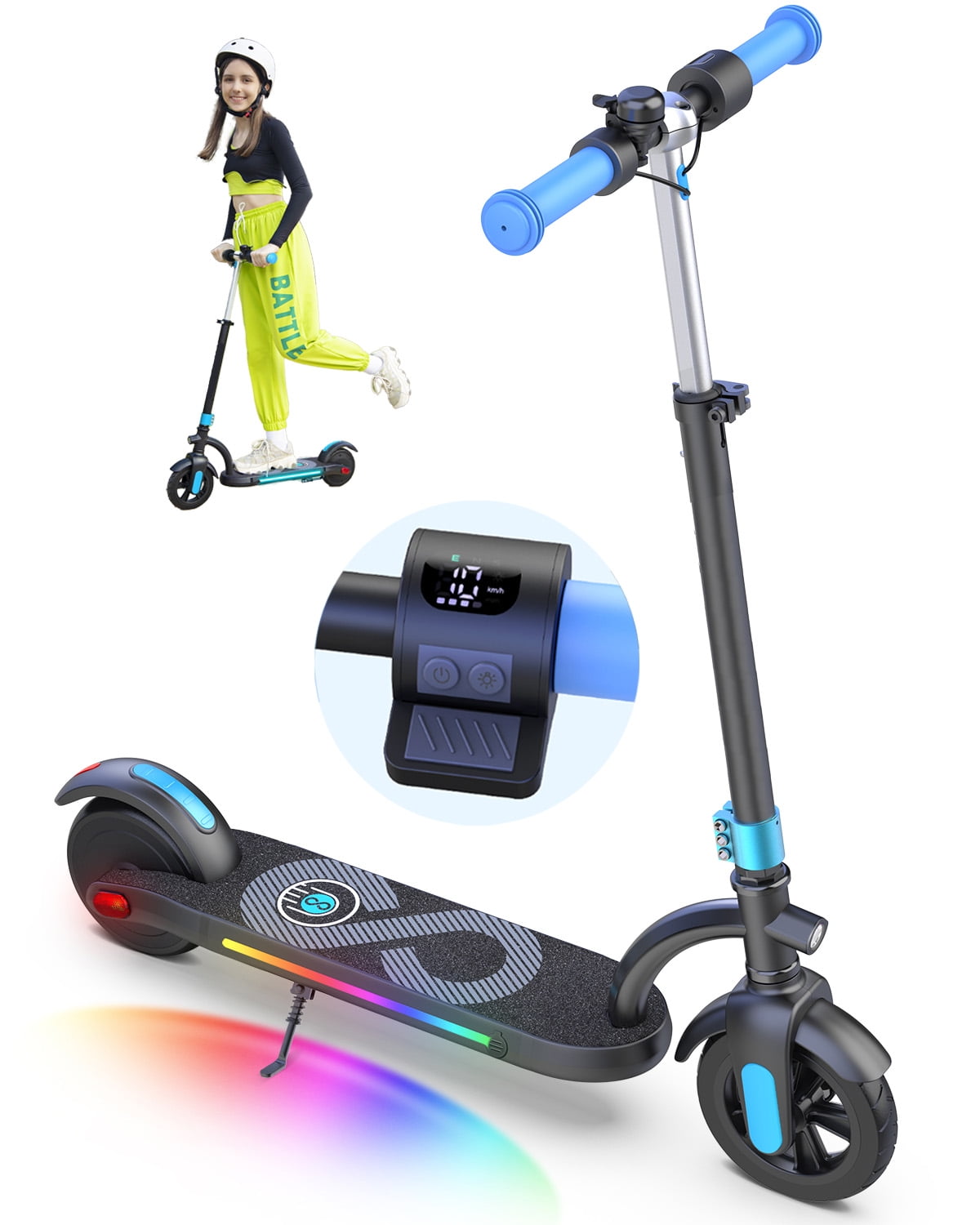 MIHOVER Electric Scooter for Kids, 180W Motor, 10mph, Adjustable
