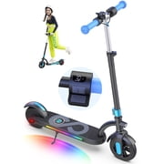 MIHOVER Electric Scooter for Kids, Ride on Toys 180W Motor 10mph Speed Electric Scooter with Adjustable Handlebar and LED Lights - Blue