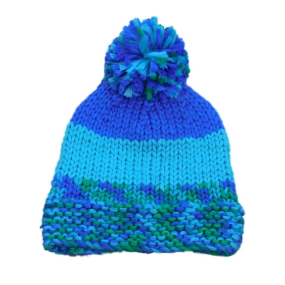Urbanology Womens Blue And Green Knit Beanie Stocking Cap Hat