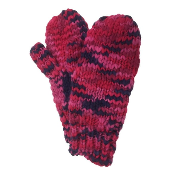 Urbanology Womens Chunky Knit Pink Speckled Mittens with Fleece Lining