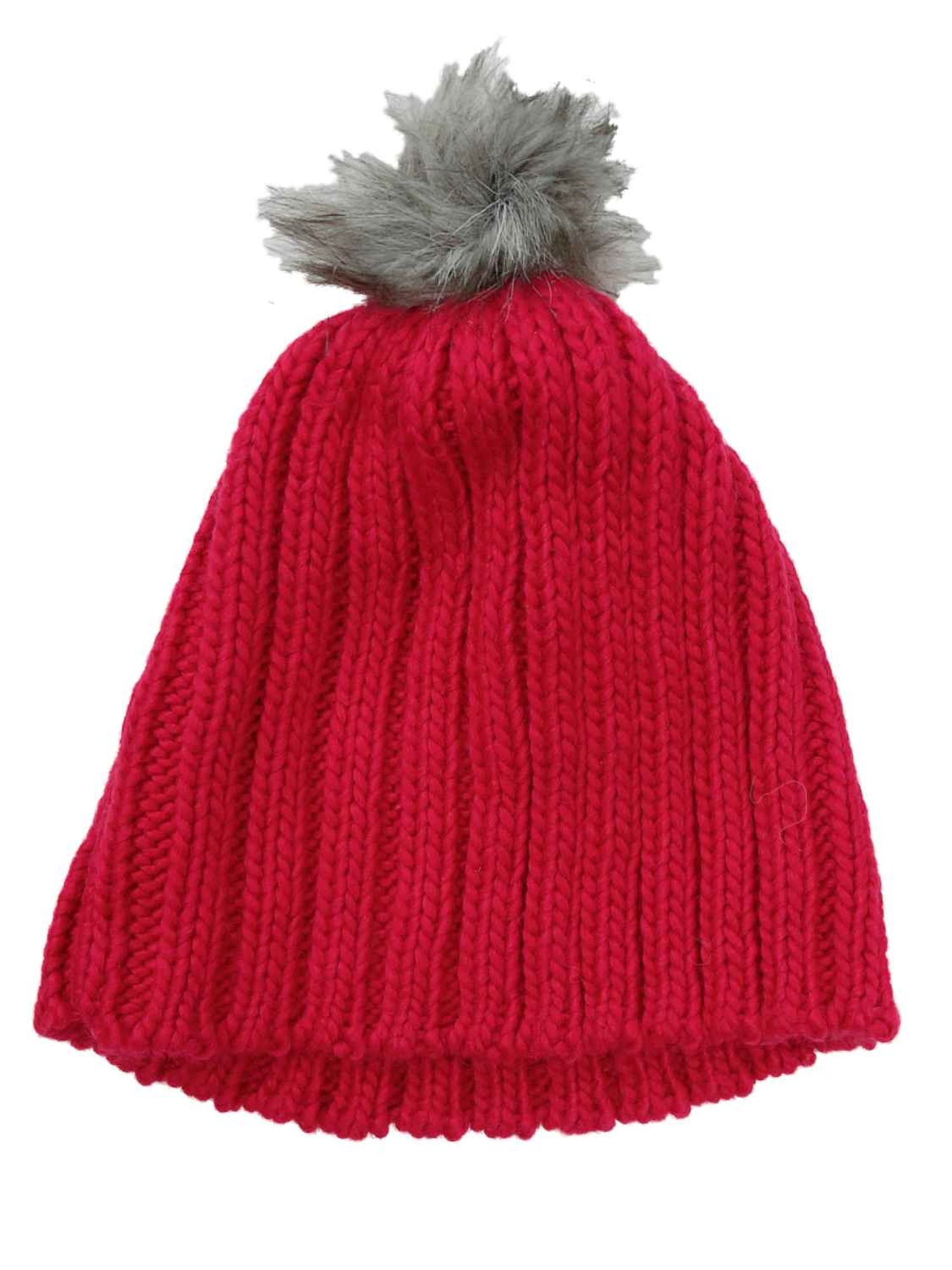 Urbanology Womens Chunky Pink Knit Beanie Winter Hat with Faux Fur Pom Pom - image 1 of 1