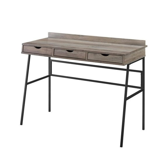 Urbanpro 42" Engineered Wood 3-Drawer Angled Front Desk in Gray Wash