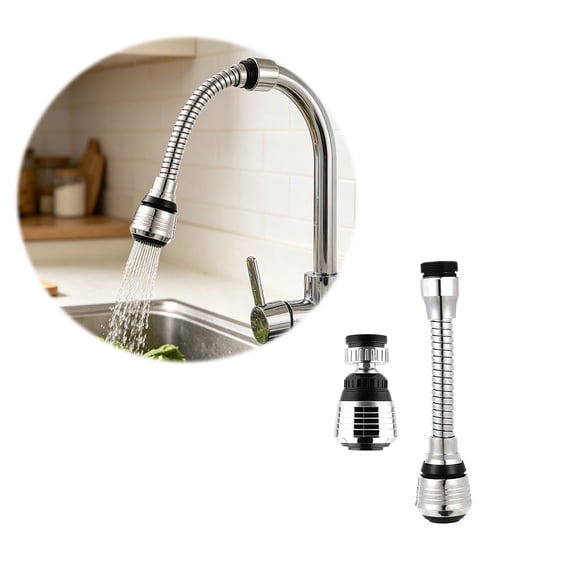 Urbanw 360 Degree Rotating Faucet Extender, Dual Mode Tap Nozzle, Stainless Steel Hose Sprayer, Water Saving Faucet Attachment for Kitchen Bathroom Silver 1Pcs