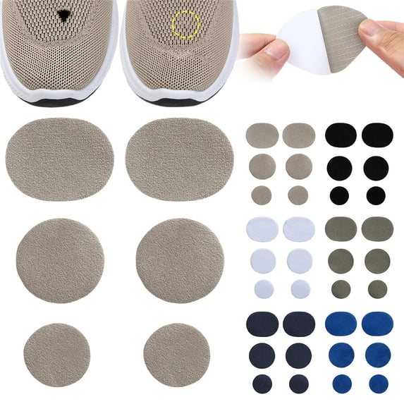 Urbanw 3Pair Shoe Heel Repair, Shoe Toe Hole Area Repair Patch, Sports Shoe Mesh Upper Repair Sticker, 3 Size Adhesive Inside Shoe Heel Patch Pad for Sneaker Holes Black 6Pcs