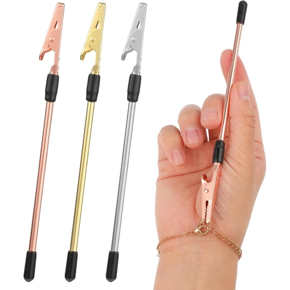 Urbanw Bracelet Helper Tool, Portable Bracelet Helper, Necklace & Bracelet Clasp Helper Clips, Fastener Helpers Tool for Jewelry Clasps, Necklace, Zippers, Crafts Gold 1Pcs
