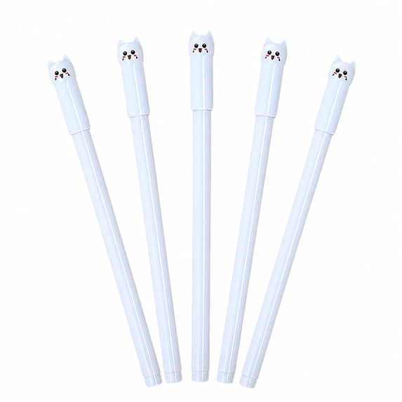 Urbanw Cat Pens, 5 Pcs 0.5mm Cute Kawaii Black Ink Pens, Fine Point Smooth Writing Pen, Ink | Ballpoint Pens for Journaling Note Taking, #02