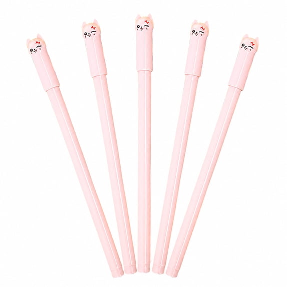 Urbanw Cat Pens, 5 Pcs 0.5mm Cute Kawaii Black Ink Pens, Fine Point Smooth Writing Pen, Ink | Ballpoint Pens for Journaling Note Taking, #04