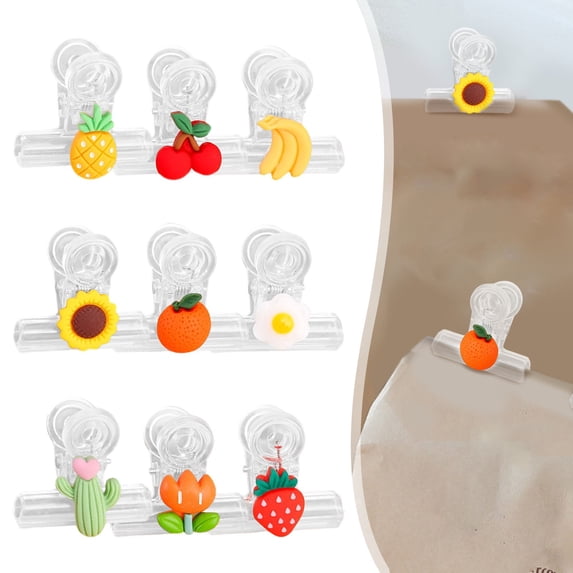 Urbanw Cute Snack Bag Clips, Kitchen Chip Clips, Food Sealing Clips, Decorative Pineapple Sunflower Bag Clips for Kitchen Storage Organization Flower 1Pcs