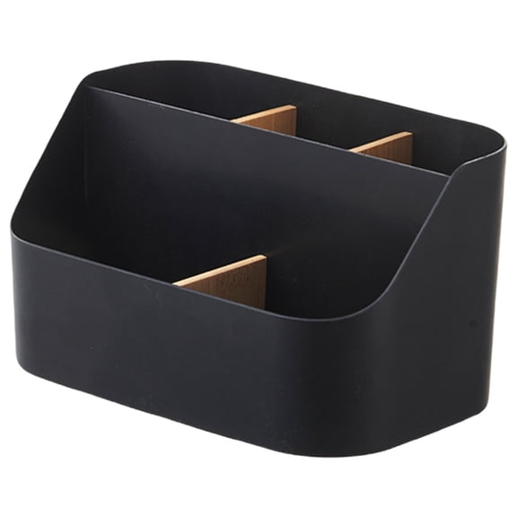 Urbanw Functional Wooden Storage Box with Detachable Partitions, Desktop Organizer for Makeup Brushes, Remote Controls, Stationery - 1 Piece