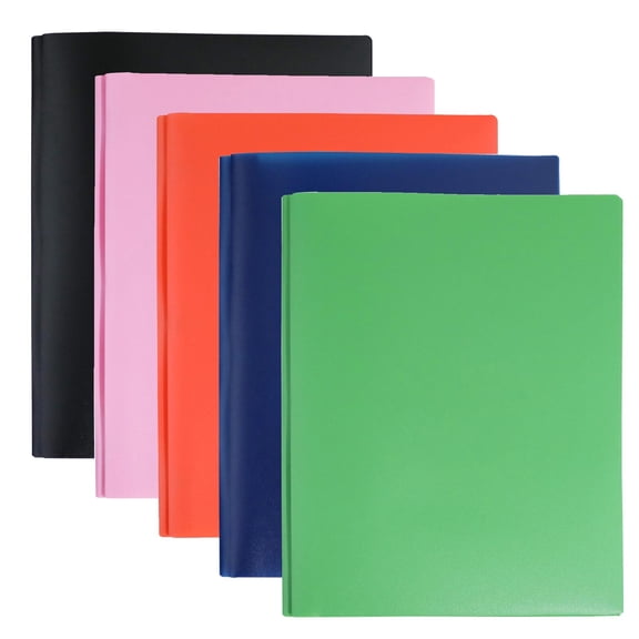LAIOWEI Under $5! Two Pocket Folder, Plastic Folders With 2 Pocket and Metal Prongs Fastener Clasps, File Folder with Prongs for Study, Home, Office Blue