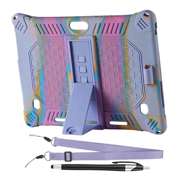 Urbanw Universal 10-10.1 Inch Android Tablet Case with Stand - Lightweight Protective Silicone Cover Includes Stylus And Lanyard, Flip Design