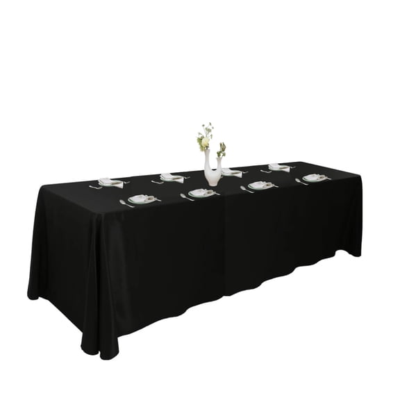 Urby 1pcs Black Extra Large Rectangle Tablecloth Linen for 6ft Folding Fable, 90" x 132"
