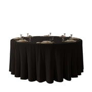 Urby 1pcs Black Round Tablecloth Linen for Dining, Party and Events,120inch