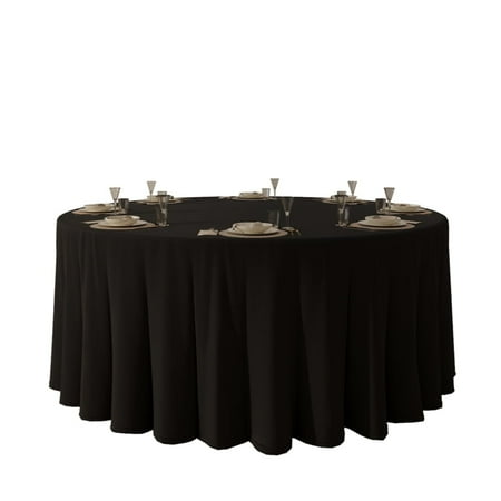 Urby 1pcs Black Round Tablecloth Linen for Dining, Party and Events,120inch