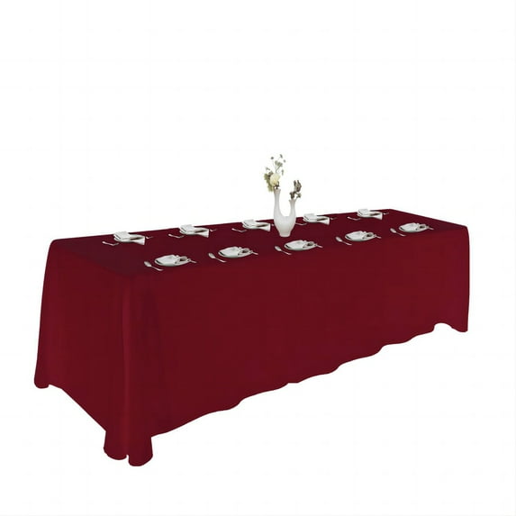 Urby 1pcs Burgundy Extra Large Rectangle Tablecloth Linen for 8ft Folding Fable atWedding, Party and Events
