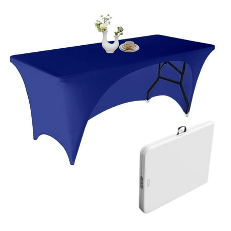 Urby 1pcs Royal Blue Spandex Open Back Tablecloth Cover for 6ft Folding Table for Events