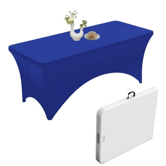Urby 1pcs Royal Blue Spandex Tablecloth Cover for 6ft Folding Table for Party and Events