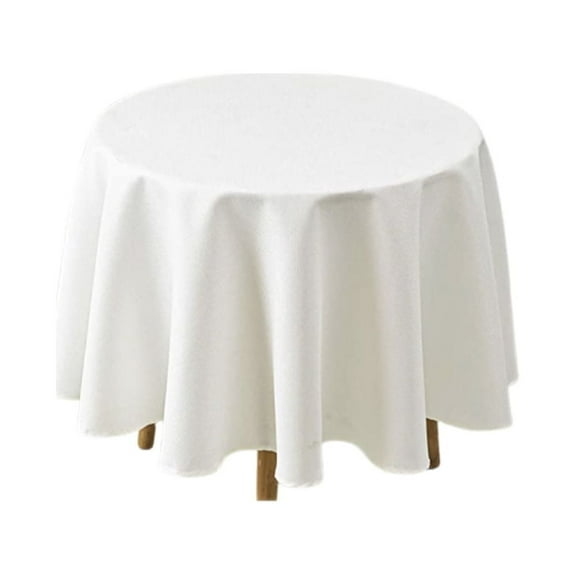 Urby 1pcs White Round Tablecloth Linen for Coffee, Cocktail Table,72inch