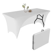 Urby 1pcs White Spandex Open Back Tablecloth Cover for 6ft Folding Table for Events