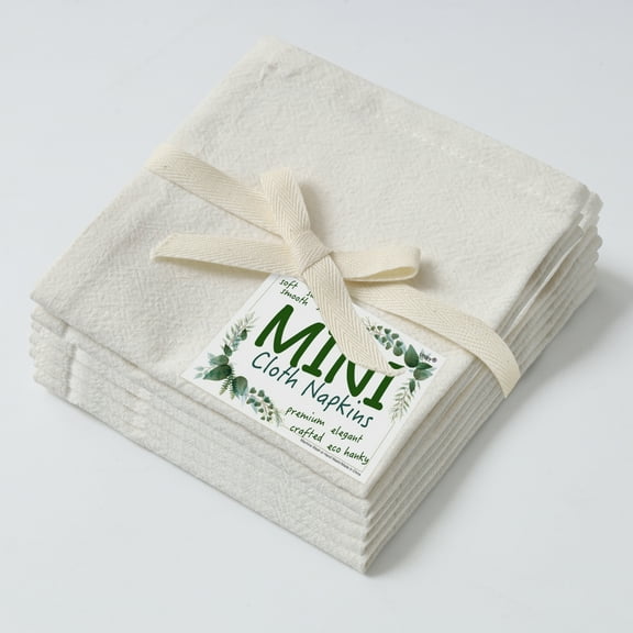 Urby Eco Hanky 10x10in Reusable Linen/cotton Napkins (with Rustic Fringe)Natural