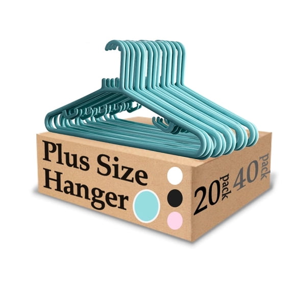 Urby Extra Wide Hangers for Plus Size Clothes, 19 Inch Plus Size Hangers, Durable Space-Saving Plastic Hanger for Oversized. Pink 40PK