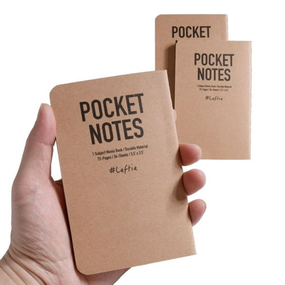 Urby Left Handed Notebooks Field Pocket Note Size, 5.5'' X 3.5'', 72 Pages. 3pk mixed