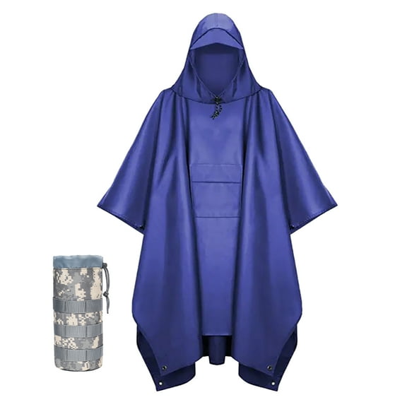Urby Plus Size Adult Rain Poncho with Hood, Poncho Para Lluvia, Tactical Ponchos Adult, Blue