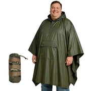 Urby Plus Size Adult Rain Poncho with Hood, Poncho Para Lluvia, Tactical Ponchos Adult, Green