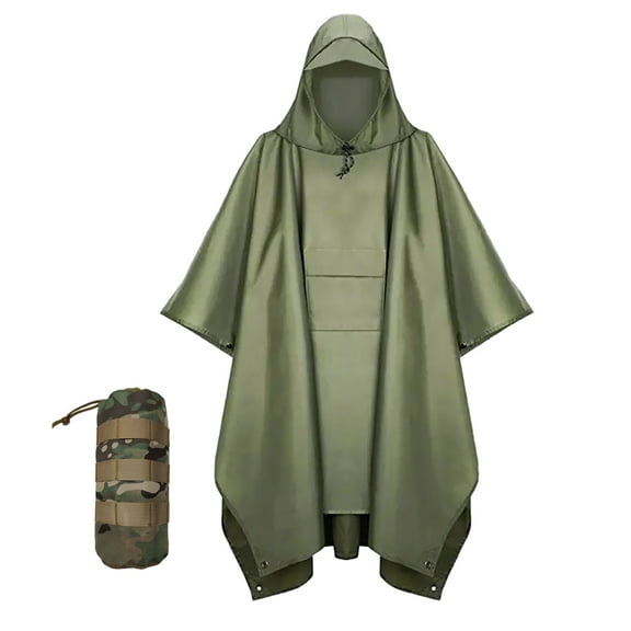 Urby Plus Size Adult Rain Poncho with Hood, Poncho Para Lluvia, Tactical Ponchos Adult, Green