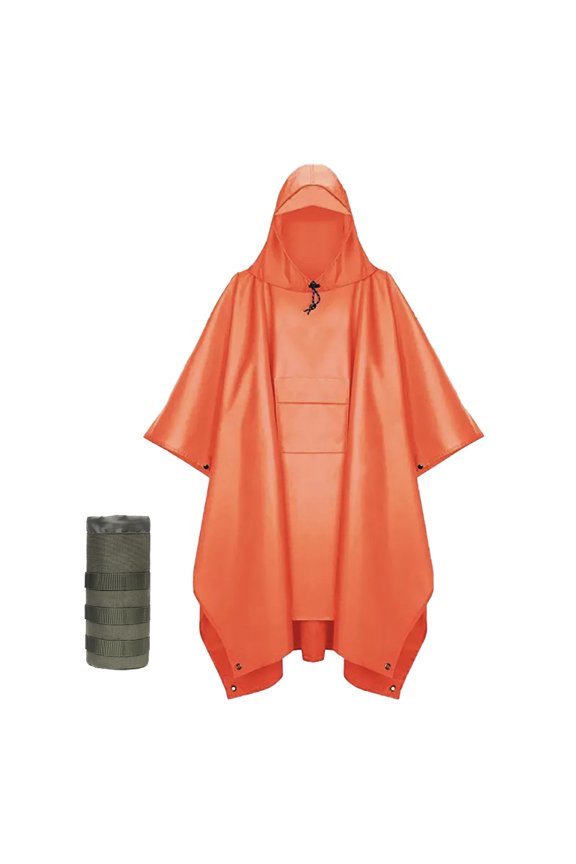 Plus Size Adult Rain Poncho with Hood, Poncho Para Lluvia, Tactical Ponchos Adult, Orange