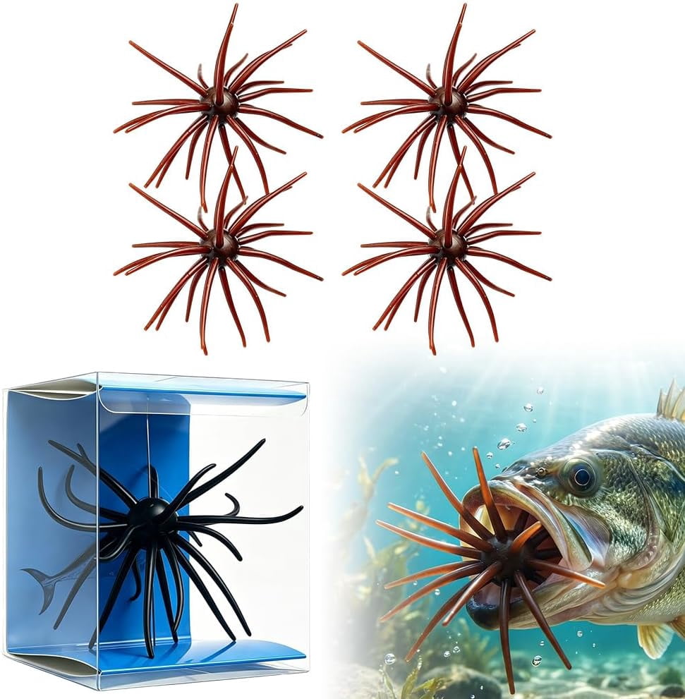 Sea Rass Fish Urchin Baits for Bass Fishing, 4PCS Sea Urchin Bass Bait, Soft Floating ...