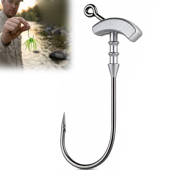 Urchin Hooks for Bass Fishing, Weighted Sea Urchin Bait Hooks with Barbed Keeper, 3 Sizes 1/0 4/0 5/0, for Fuzzy-Style Soft Plastics and Bass Fishing (12PCS)