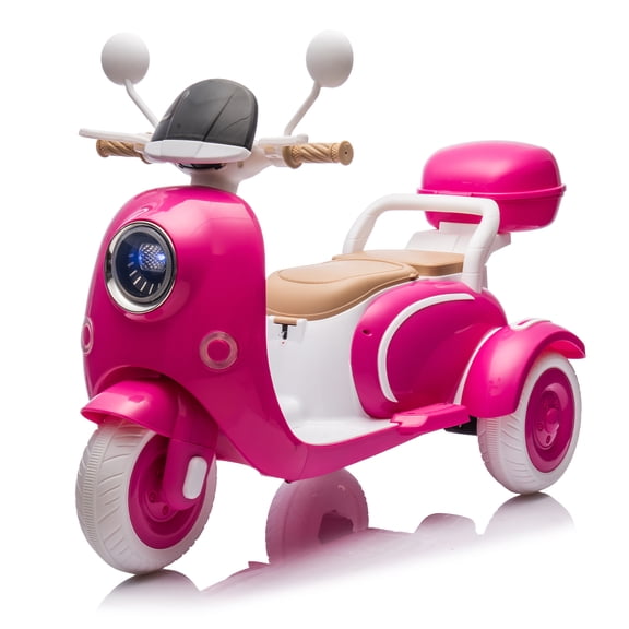 Urday 12V Kids Electric Motorcycle with Parent Seat, Dual 25W Motors 3-Wheeled Ride On Toy, Bluetooth Music, USB, High Weight Capacity 132 lbs, Beige