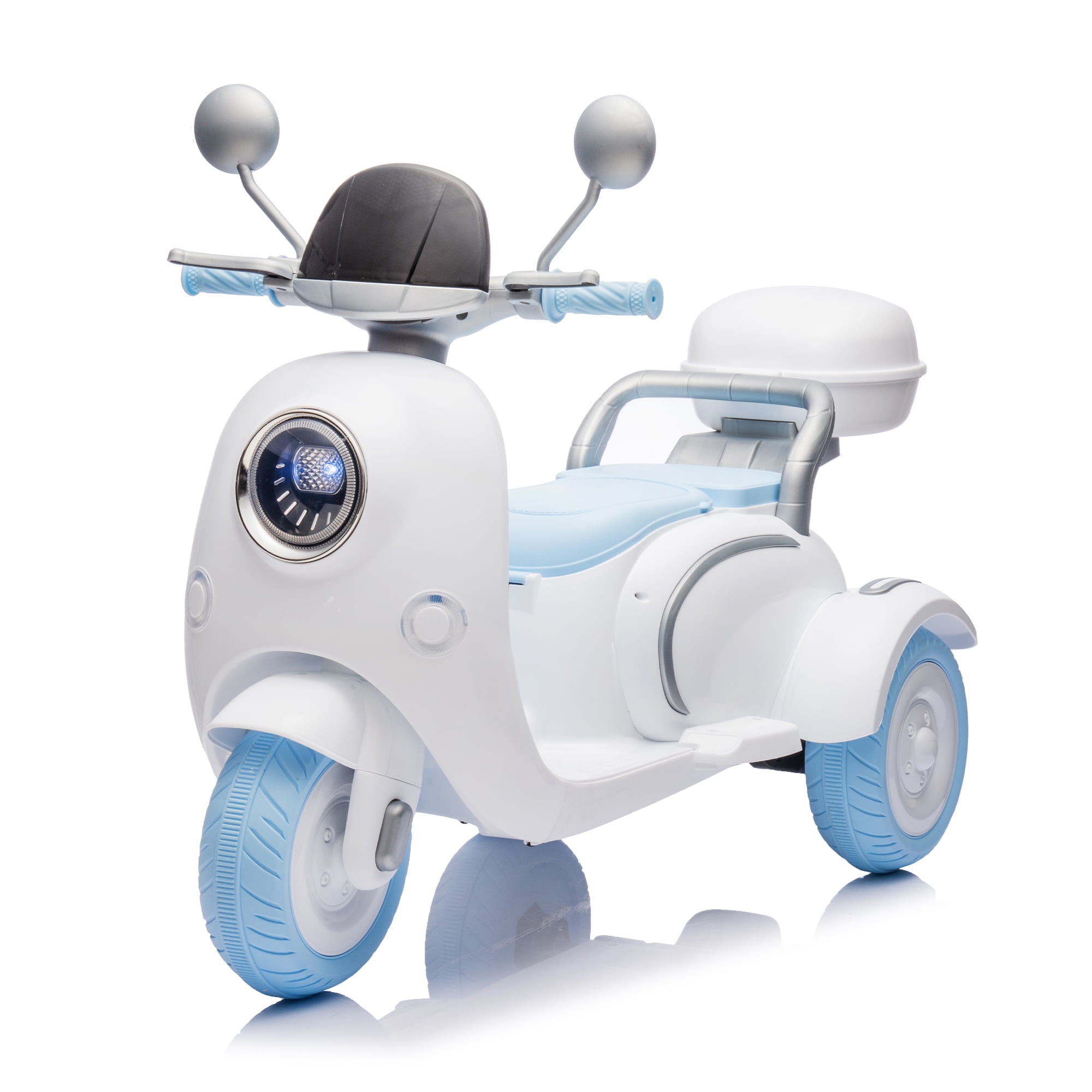 Urday 12V Kids Electric Motorcycle with Parent Seat, Dual 25W Motors 3-Wheeled Ride On Toy, Bluetooth Music, USB, High Weight Capacity 132 lbs, Beige