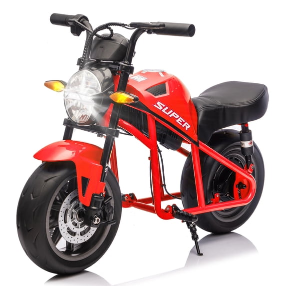 Urday 24V 300W Kids Electric Motorcycle XL Muscle Bike with Twist Throttle 11 MPH and Dual Suspension