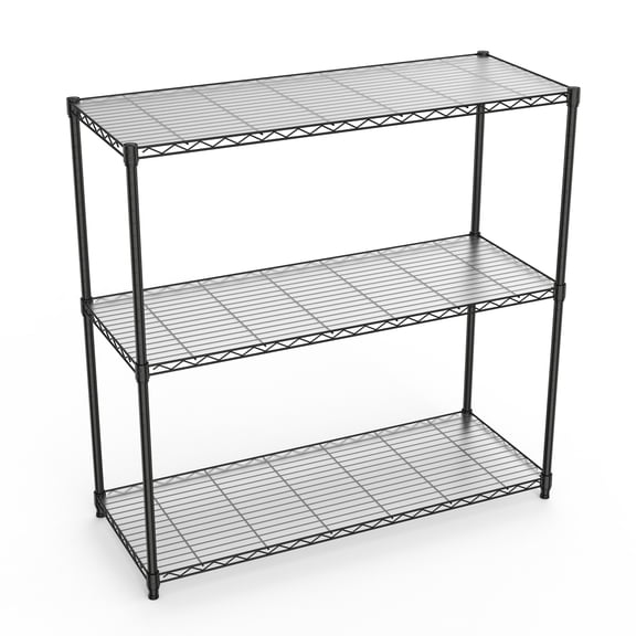 Urday 3-Tier Metal Wire Shelving Unit, 1050 lbs Capacity, Adjustable Heavy Duty Storage Rack, Black