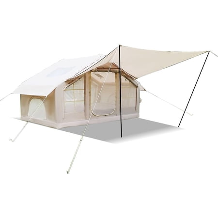 Urday 68 Sq. Ft. Inflatable Camping Tent, Waterproof 4 Season Air Tent with Skylight, 420D Oxford Glamping Tent for Family