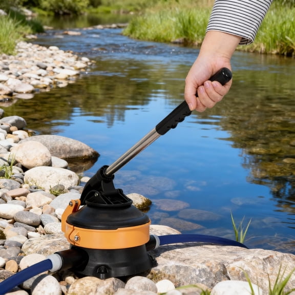 Urday Hand Water Pump with Stainless Steel Lever, 4M/13ft Max Lift Manual Pump for Shallow Well, Pond & Cistern, 1.5" Hose Connection, Heavy Duty